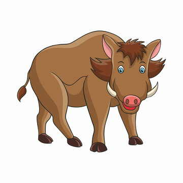 cartoon illustration cool wild boar