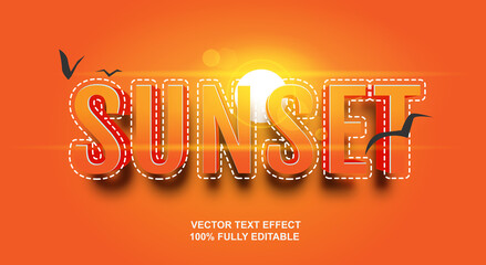 orange sunset vector text effet