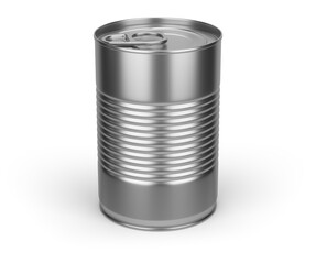 Aluminum tin can for preserve food. Template for product design mock-up. Isolated