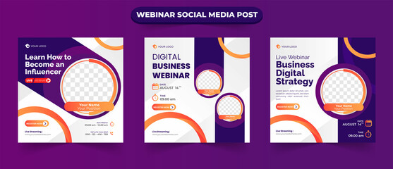 Live webinar banner for social media post digital marketing corporate template design