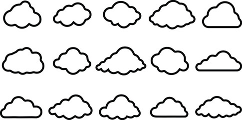Set of Cloud Icons. Clouds in the sky. line Cloud computing icons. clouds collection. line clouds collection. Various forms
