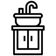 WASHBASIN line icon,linear,outline,graphic,illustration