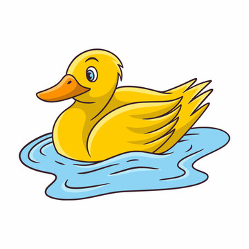 cartoon illustration swimming duck