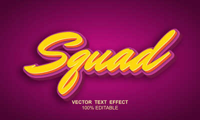 pink yellow squad vector text effect editable