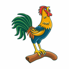 cartoon illustration rooster crowing