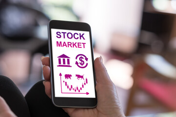 Stock market concept on a smartphone
