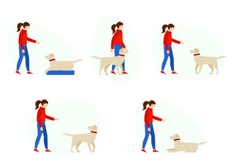 Training, dog training. Vector image