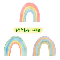 Watercolor illustration of a set  rainbow multicolored. Hand-drawn and suitable for all types of design and printing.