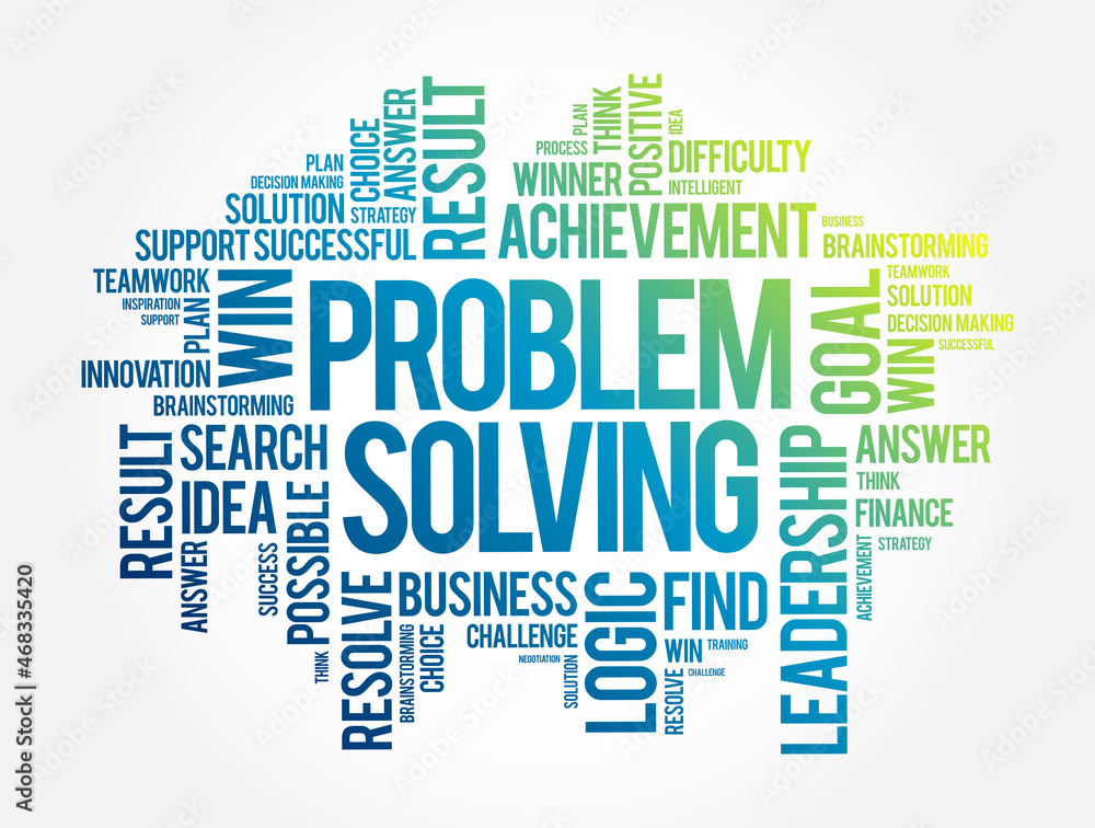 Aufkleber problem solving word cloud, concept background
