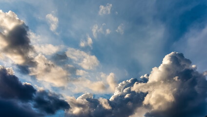 Naklejka na ściany i meble Blue sky with white clouds in summer