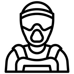 PAINTBALL PLAYER line icon,linear,outline,graphic,illustration