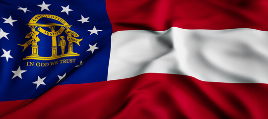 Waving flag concept. National flag of the US State of Georgia. Waving background. 3D rendering.
