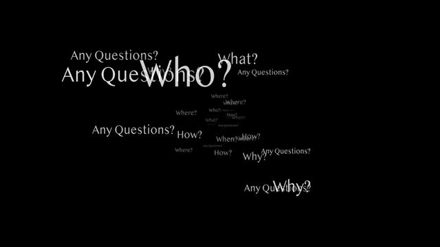 ANY QUESTION Keywords, Five Ws, Animation, Loop, 4k
