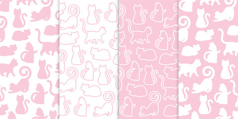 Collection of funny and playful cat cartoons in various actions in isolated premium vector pattern  