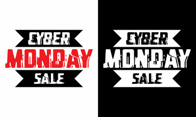 Cyber monday sale on black and white background. Online sales promotion event. vector illustration