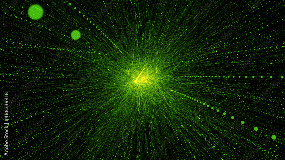 Poster abstract glowing background. neon particles background. fine particle rays