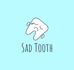 Colorful Hand drawn Tooth Logo, Icon