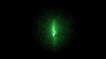 green glowing star on a black background. futuristic abstraction
