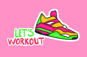 Colorful Hand drawn workout stickers collection