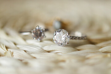 Jewelry diamond wedding rings close up