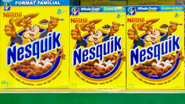 Nestle Nesquik Cereal in a Store Shelf