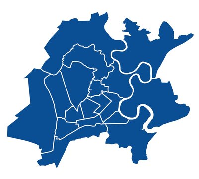 recommend clip art: Outline blue map of Ho Chi Minh City