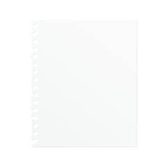 White notebook paper isolated on a white background