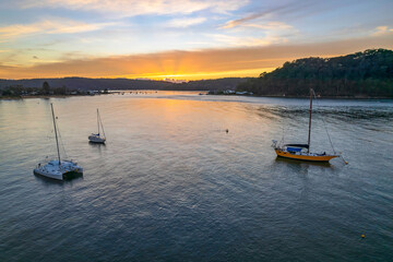 Fototapeta premium Sunrise waterscape over the channel