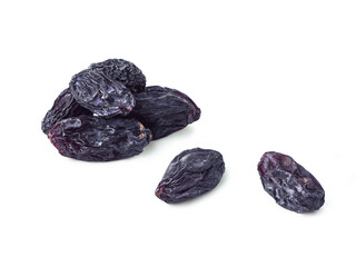 Dried raisins isolated on white background.
