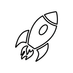 Start up, power, project launch, rocket science outline icon. Line art design.