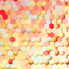 Colorful hexagon texture background. Pattern background. 3d rendering. Hexagon brick wall. Candy background.