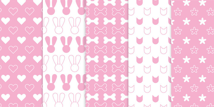 Cute soft baby pink color free vector pattern for kids or children bedroom or nursery art projects 