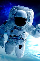 Astronaut in space. Digital illustration with oil paint effect. Elements of this image furnished by NASA	