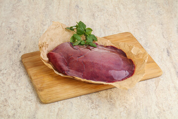 Raw pork liver for cooking