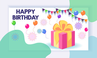 Concept of landing page with birthday celebrations theme. Birthday party celebration