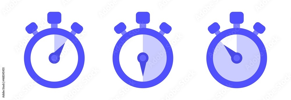 Poster timers icon set. countdown timer symbol. stopwatch collection in flat illustrations.