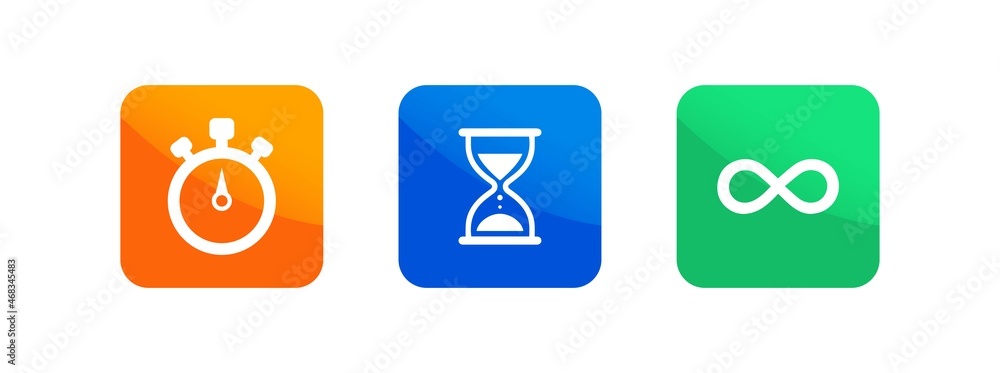 Poster timers icon set. countdown timer symbol. hourglass sign in modern design style.