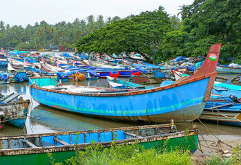 Fototapeta na wymiar Beautiful Landscape Of Tropical Beach in Kerala. India.