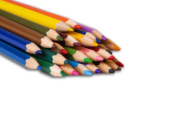 Naklejka premium Colour pencils isolated on white background close up