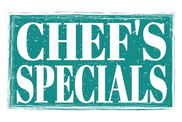 CHEF'S SPECIALS, words on blue grungy stamp sign