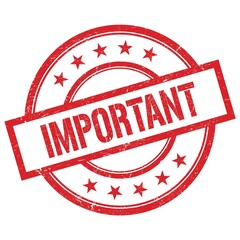 IMPORTANT text written on red vintage round stamp.