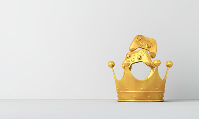 Video gaming gold winning medal. Game controller with a golden crown. 3D Rendering © ink drop