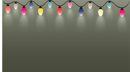 Background with light bulbs, multicolored light bulbs, glowing light bulbs on green background, festive background