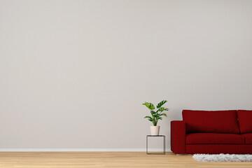 Sofa im Wohnzimmer mit Wand als Mock-Up Template