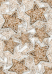 Seamless pattern with Christmas gingerbread and sweets