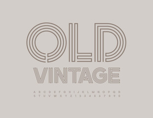 Vector Vintage style Alphabet set. Creative maze Font. Old fashioned Letters and Numbers