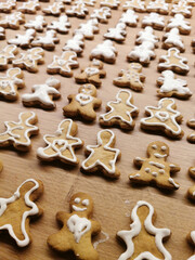 Fototapeta na wymiar Homemade Christmas gingerbread cookies. View from above. Festive food