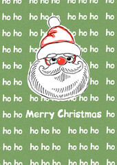 Seamless pattern with a picture of Santa Claus with the inscription " ho ho ho" and " Merry Christmas"