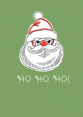 Seamless pattern with a picture of Santa Claus with the inscription " ho ho ho" and " Merry Christmas"
