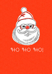 Seamless pattern with a picture of Santa Claus with the inscription " ho ho ho" and " Merry Christmas"